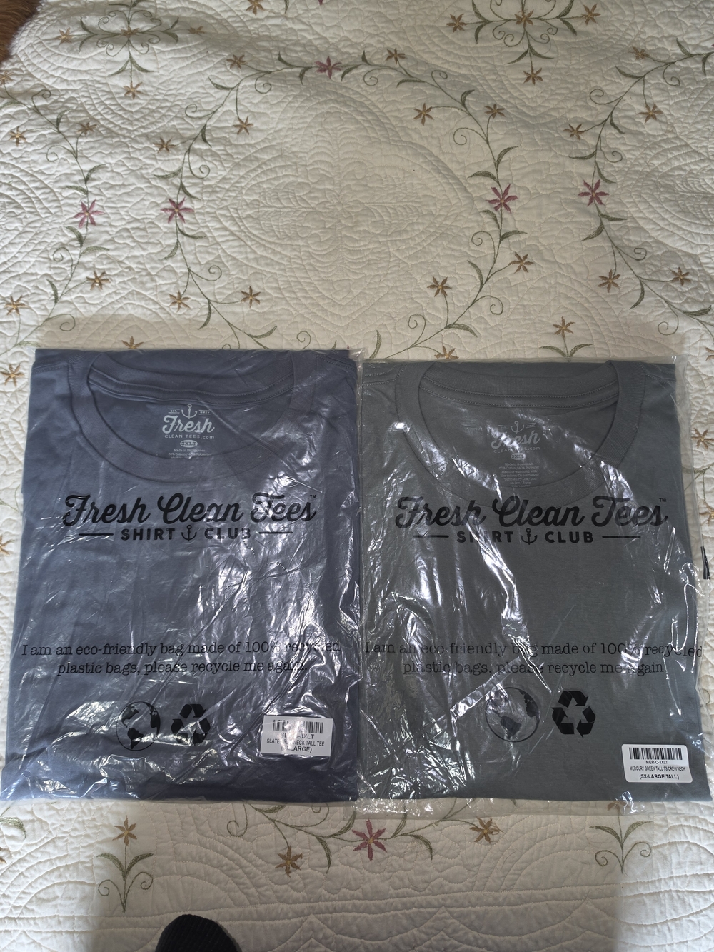 FRESH clean tees Selling As A 2 Pack Crew Neck T-Shirt - Gray & Green Size 3XLT